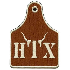 Bull Ear Tags-Brown/Creme Patch Western Country Cattle Embroidered Iron on - Picture 1 of 2
