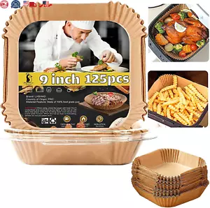 Air Fryer Disposable Paper Liner Square 9 Inch 125 Pcs Large Paper Liners for 61 - Picture 1 of 8