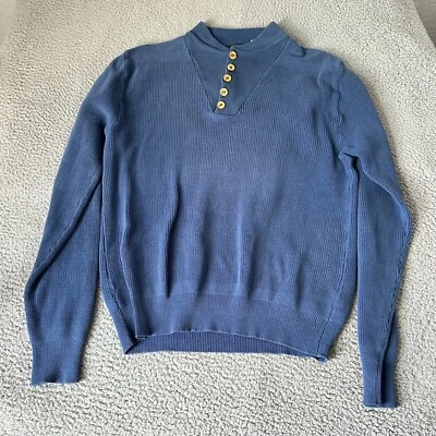 Suéter De Colección Eddie Bauer Para Hombre Extra Grande XL Alto Azul Pescadores Henley 1A Foto 1 de 4