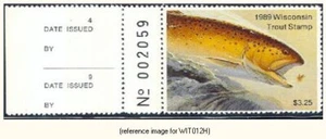 D2K Wisconsin Trout Stamp 1989 $3.25 w/Left Tab - Picture 1 of 1