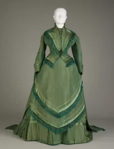 1870s Victorian Wedding Dresses Ball Gown Costume Historical Victorian Satin - Picture 1 of 9