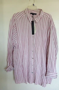 Jane + Delancey Shirt Damen 3X Übergröße rosa weiß gestreift Knopfleiste NEU - Bild 1 von 4