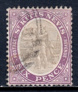 ST KITTS AND NEVIS —SCOTT 19b (SG 19) —1905 6d SELLO — USADO — SCV $55 - Imagen 1 de 2