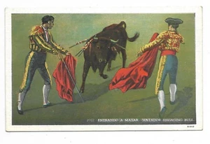 Postal Toro Fighting Matador Engaging Bull Sin Usar - Imagen 1 de 2