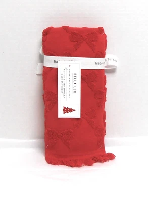 Bella Lux 2 Red Fingertip Towels Embossed Bows - Image 1 of 3