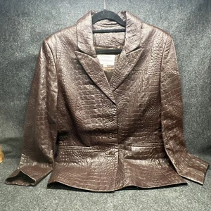 Leather Renditions by Sandi Holien Croc Embossed Lambskin Blazer Jacket Sz M 14 - Picture 1 of 7