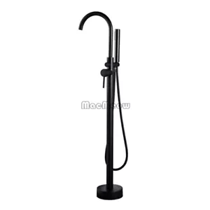 Retro Brass Floor Mounted Bathtub Faucet Freestanding Hand Shower Mixer Tap - Picture 1 of 16