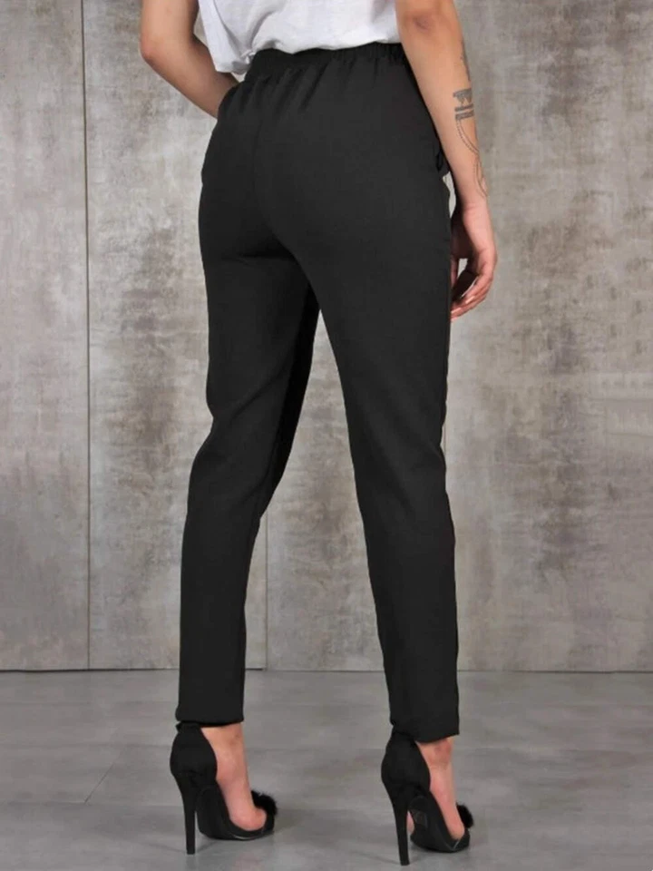 Pantalones finos ajustados informales para mujer cintura alta negros caqui verdes pantalones mujer pantalón Foto 1 de 4