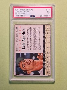 1961 Post Baseball #19 - Luis Aparicio - Chicago White Sox - HAND CUT - PSA 5