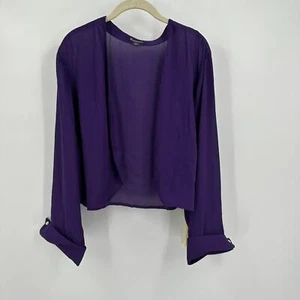 Roamans Womens Topper Jacket Size 30W Purple Sheer Open Front Cropped Whimsigoth - Picture 1 of 10