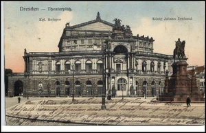 Dresden Sachsen 1911 Partie am Theaterplatz Hofoper König Johann Denkmal - Picture 1 of 1