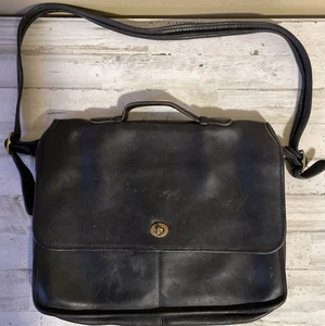 Vintage Coach #7106 schwarze Leder Aktentasche Portfolio Schultertasche goldene Hardware - Bild 1 von 10