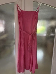 Spaghetti Trägerkleid, pink, Midilänge, Einheitsgrösse 36-42 mit Gürtel+Taschen - Bild 1 von 5