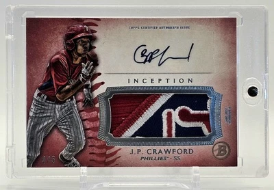 2015 Topps Inception J.P. Crawford RC Jumbo Patch Auto 4/5 - Image 1 of 2
