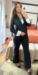 Y2k 90’s Lipstik Size Juniors Large Black Pinstripe Suit Set Blazer Pants - Picture 1 of 8