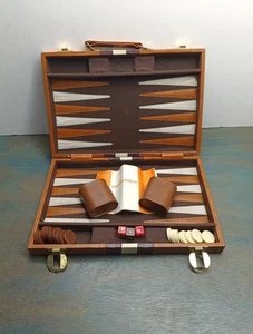 Vintage Backgammon Game In Leather Case - Missing Some Pieces - Fast Shipping  - Picture 1 of 18