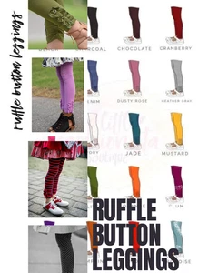 Girls Boutique Ruffle Leggings w/ Buttons | Toddler Kids Pants | Cute & Unique - Picture 1 of 38