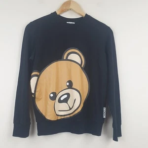 MOSCHINO Sweatshirt Teen 14 Years Black Teddy Bear Pullover Stretch Cotton - Picture 1 of 14
