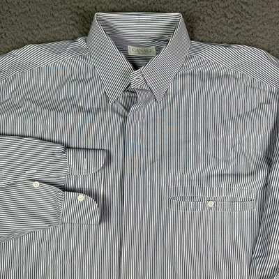Camisa de vestir Canali para hombre 16,5/42 azul patrón de rayas bolsillo manga larga Italia Foto 1 de 4