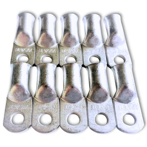 10x Marine 1/0 Gauge 5/16" Hole Tinned OFC Copper Ring Terminal M8 Battery Lug - Picture 1 of 3