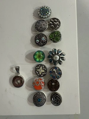 Mixed  Snap Jewelry- Combo Of Necklace Chain And 13 Snaps Lot - Image 1 of 4