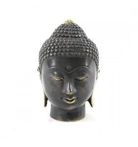 Tête de Bouddha à poser en laiton 12cm - Foto 1 di 4