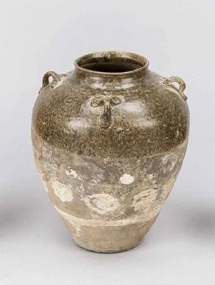 Vase / Vorratsgefäß, China, späte Ming-Zeit, grau-braune Glasur, H30cm, Ø22cm - Bild 1 von 4