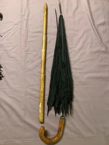ANTIQUE VICTORIAN EDWARDIAN BLACK SILK PARASOL W COLLAPSIBLE WOODEN SHEATH 👀 - Picture 1 of 14