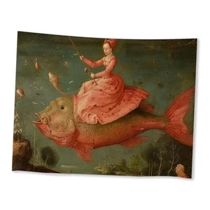 Funny Trippy Animal Fish Tapestry Victorian Quirky Ugly 40L" x 30W" Red - Imagen 1 de 7