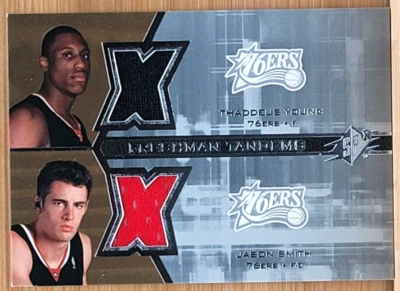 2007-08 SPX THADDEUS YOUNG JASON SMITH GAME USED RELIC FRESHMEN TANDEMS - Image 1 of 2