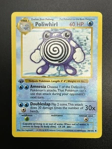 Carta Pokémon POLIWHIRL - WOTC - 1a edizione - Set base senza ombre 38/102 quasi nuova (3) - Foto 1 di 4