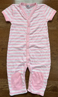 Splendid baby girl 3-6 M one-piece romper pj pink white striped full length EUC - Image 1 of 4