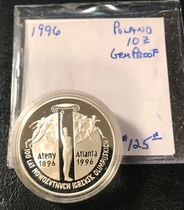 1996 Polonia 10 Złotych Atlantą Olympic Silver Comm Y301 - Imagen 1 de 2