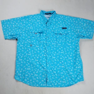 Columbia PFG Fishing Gear Men's Shirt 2XL Sky Blue Super Bahama Vented Hawaiian - Picture 1 of 14
