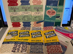 RICK RACK, VINTAGE ASSORTMENT, METALLICS ETC, BIAS, ELASTIC - Picture 1 of 22