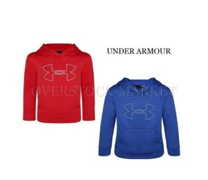 NEW BOYS YOUTH UNDER ARMOUR BIG LOGO FLEECE LINED HOODY! KANGAROO POCKET VARIETY - Picture 1 of 4