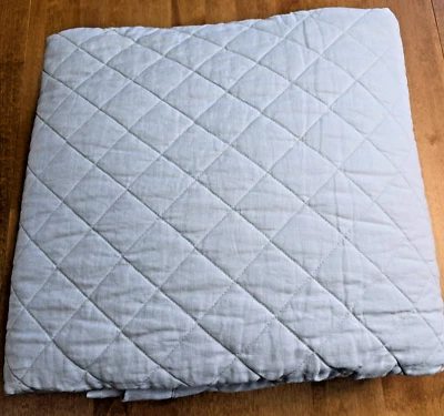 POTTERY BARN BELGIAN FLAX LINEN DIAMOND QUILT FULL/QUEEN ~ SOFT GRAY - Image 1 of 4