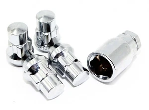  4 Chrome Acorn Bulge Wheel Lug Nut Locks W/ Key 12x1.5 1.4" Cone Seat  - Picture 1 of 2