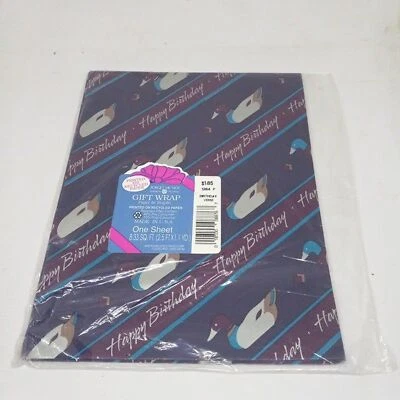 Vtg American Greetings Happy Birthday Ducks Gift Wrap Sheet-Fathers Day-NEW - Image 1 of 4