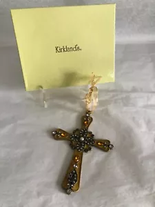 NEW in Box Kirkland's Enameled Brass Cross w/Jewels Gold-Tone Finish - Picture 1 of 8