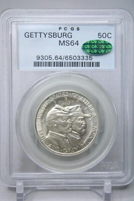 1936 Gettysburg Comm. Half Dollar 50C PCGS MS64 Green CAC Blast White #3335 - Image 1 of 4