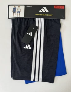 Adidas Shorts 2-Pack Boys Youth Size Medium 10/12 Black Blue Pockets Basketball - Picture 1 of 7