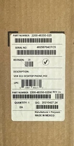NEW - Polycom VVX 311 2200-48350-025 IP VOIP POE Display Telephone Complete - Picture 1 of 1