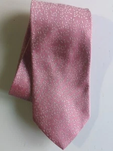 New HUGO BOSS pink with sewn pattern medium weight silk tie - Made In Italy - Picture 1 of 5