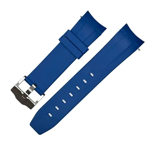 22MM Blue FKM Rubber Strap for Seiko SKX/SRPD/5KX with Silver Hardware - Picture 1 of 5
