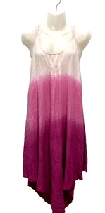 Becca by Rebecca Virtue Tie Dye Dress Cover Up Pink Cross back Asymmetrical M/L - Picture 1 of 9
