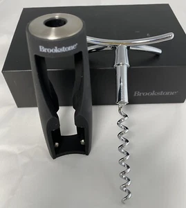 Brookstone Manual Black Frame With Chrome Twist Wine Bottle Opener New In Box - Picture 1 of 6