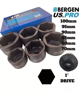 US PRO Tools 6pc 1" Dr 6pt Jumbo Impact Sockets 70, 80, 85, 90, 95, 100mm 7544 - Picture 1 of 10