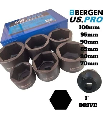 US PRO BY BERGEN US PRO Tools 6pc 1" Dr 6pt Jumbo Impact Sockets 70, 80, 85, 90, 95, 100mm 7544