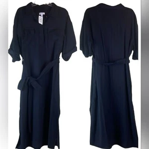 New Nordstrom Black Viscose Shirt Dress Size Large - Picture 1 of 11